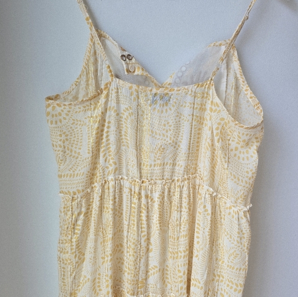 AYFEÈ Florence Italy Floral Embroidered Dress Cotton Yellow Golden Maxi Size XL - Picture 6 of 7